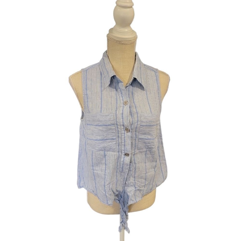 Michael Kors striped tie-waist shirt M